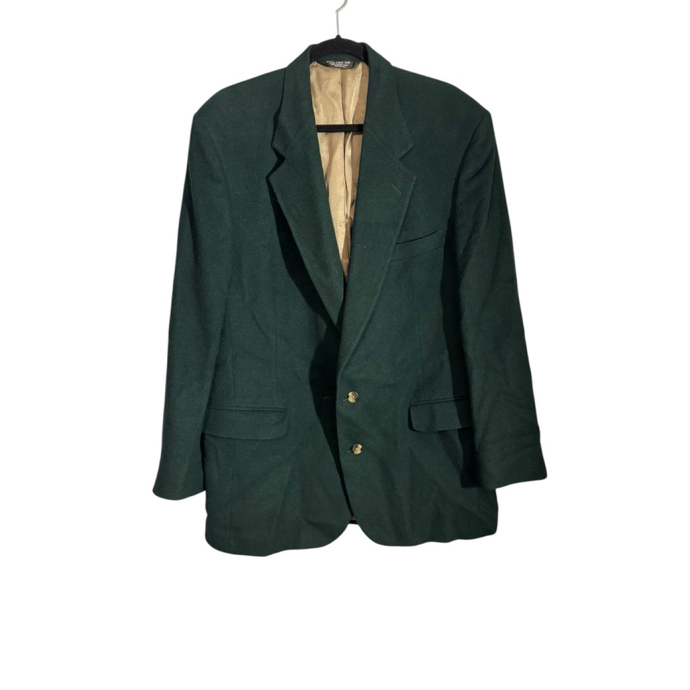 100% Camel Hair 44L Men's J.G. Hook Dark Green Classic Old Money Blazer